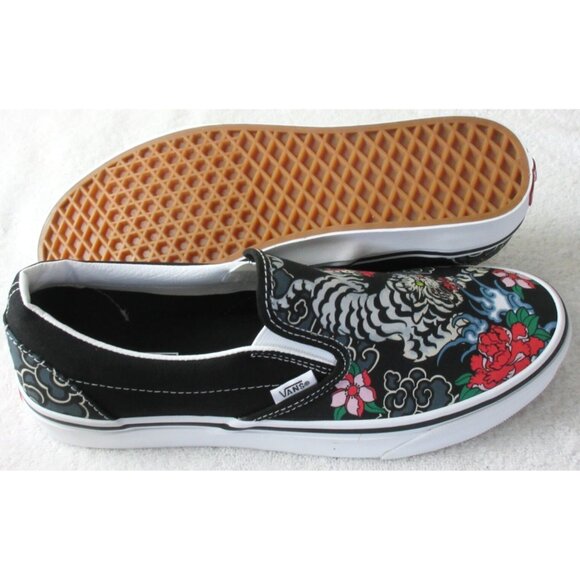 Vans Men's Classic Slip On Tiger Floral Multi True White Canvas Shoes Size 11.5 - Picture 3 of 5